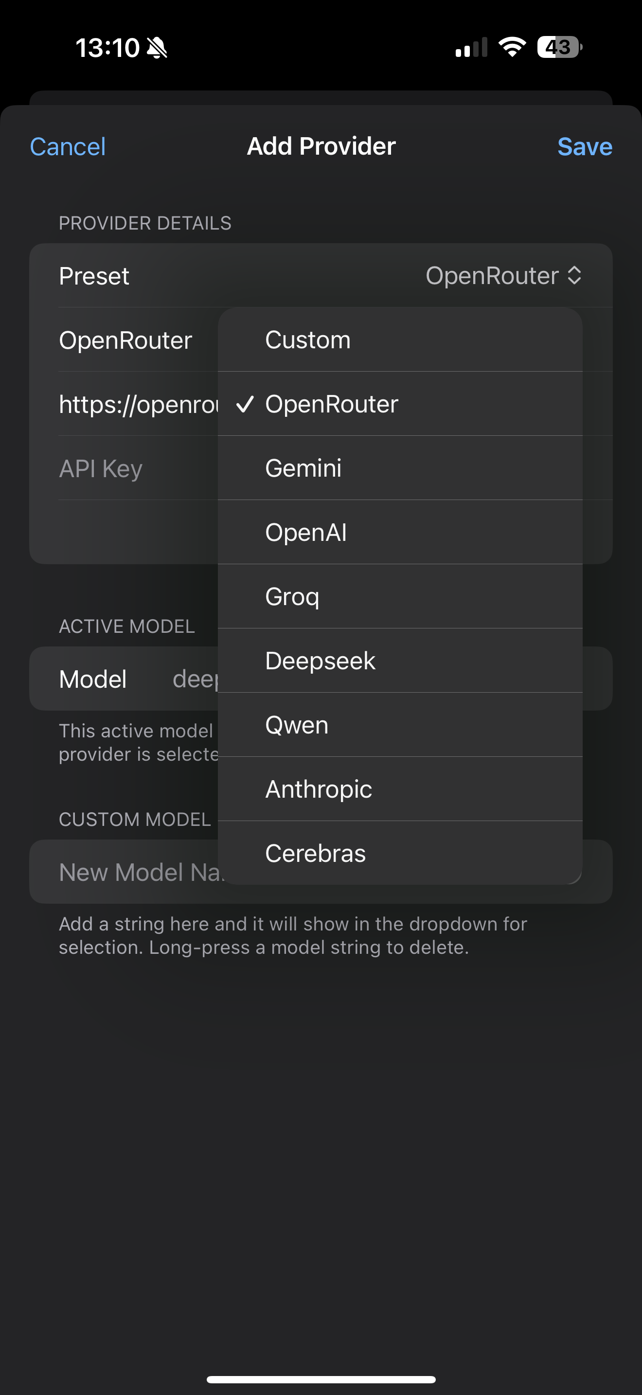 Select Preset Provider